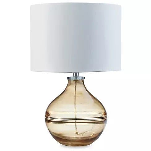 Amber Glass Base Table Lamp - HER Home Design Boutique